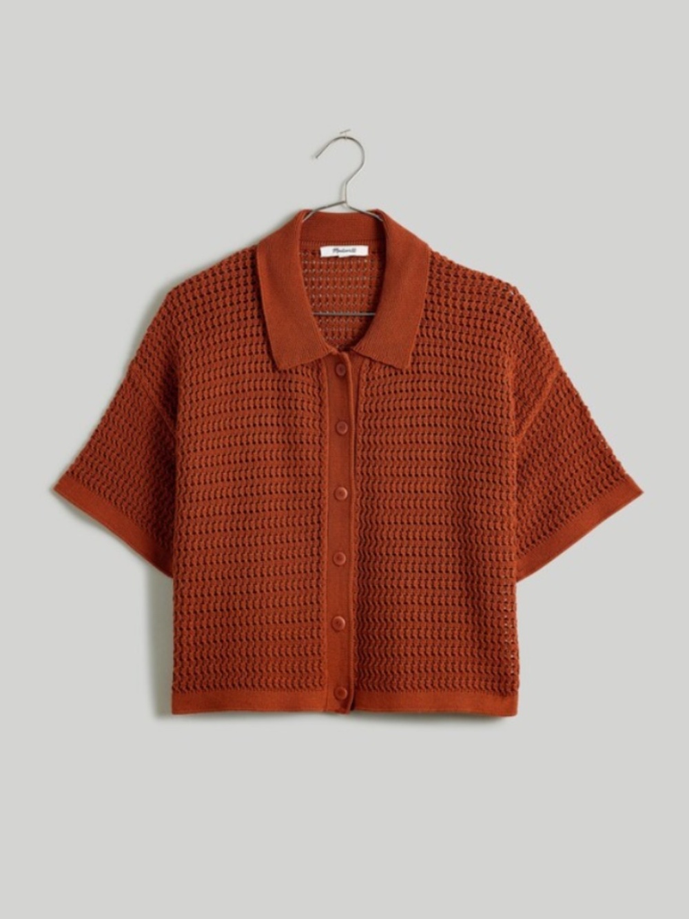 Madewell Open Knit Camp Collar Button Down Sweater Size Small